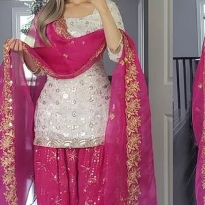 New Pink and white Patiala shalwar kameez - Indian clothing